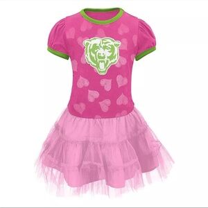 NFL Chicago Bears Cheer Pink Heart Tutu Skirt Dress Outfit Baby Girl Toddler NWT